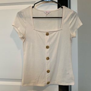 Cap sleeve ribbed white shirt
